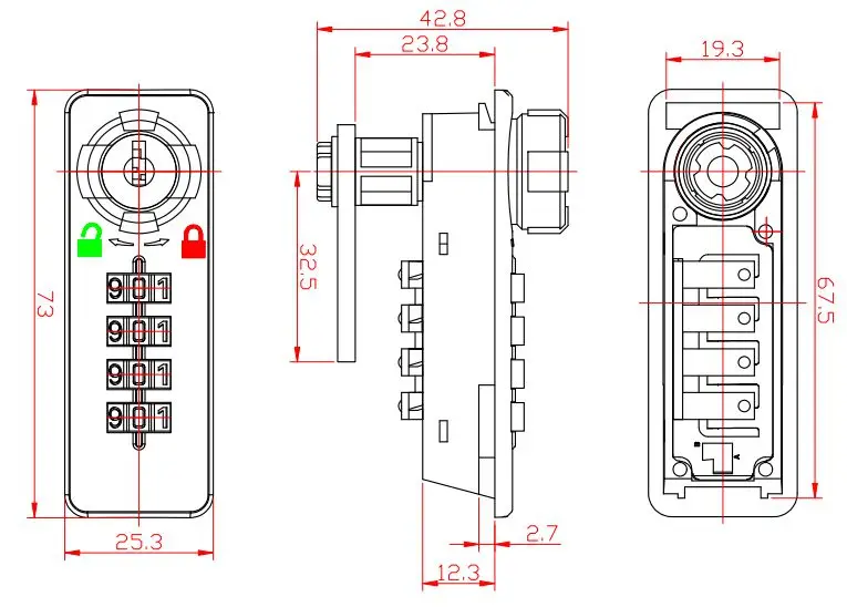 Yh1204 4 Digital Combination Lock For Wooden And Steel