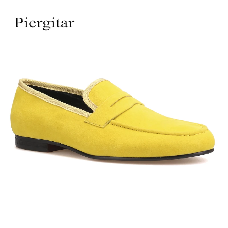 Yellow Men Penny Loafers Dress Shoes