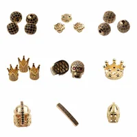 

DIY Micro Diamond Zircon Jewelry Accessories Crown Charm Beads Cubic Pave Ball Spacer Warrior Helmet Zircon for Bracelet Jewelry
