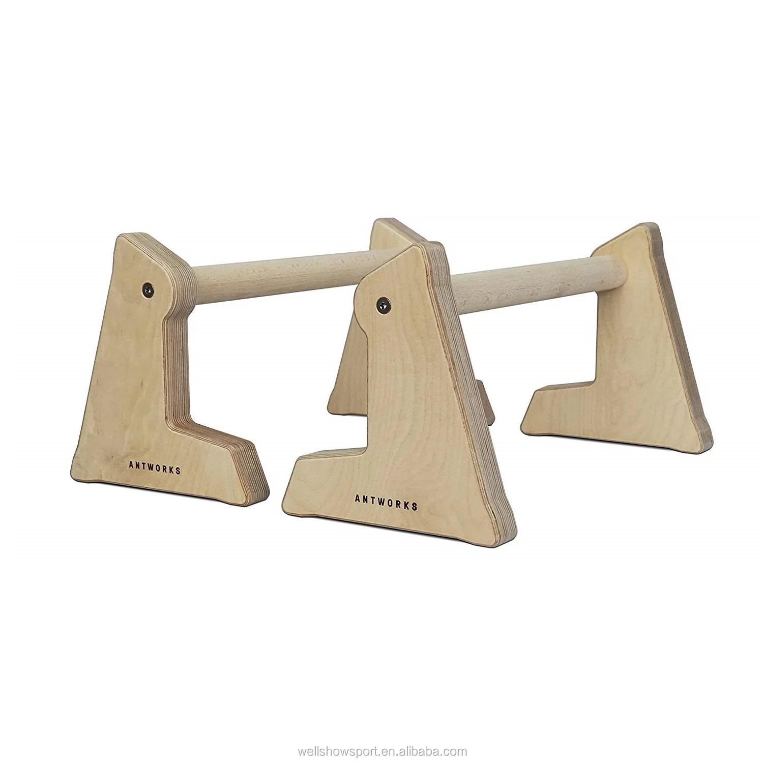 Wellshow Sport Wooden Parallettes Push Up Bar Wooden Parallettte Wooden