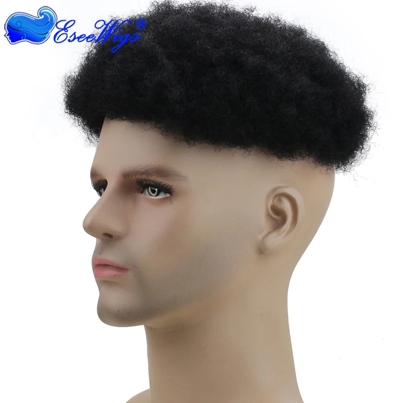 

Free shipping human hair man toupee afro curly 9.5X7.5inch man's toupee directly from factory