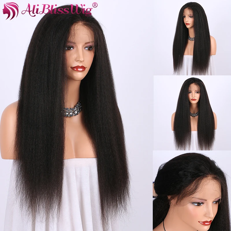 

Wholesale Glueless Bleached Knots Natural Baby Hair 130% Density 22 Inch Kinky Straight Full Lace Human Hair Wig for Black Women