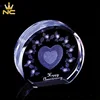 Rose Flower Laser Engraved Crystal Block Round Shape 3D Crystal Laser Engraving For Anniversary Souvenirs Items