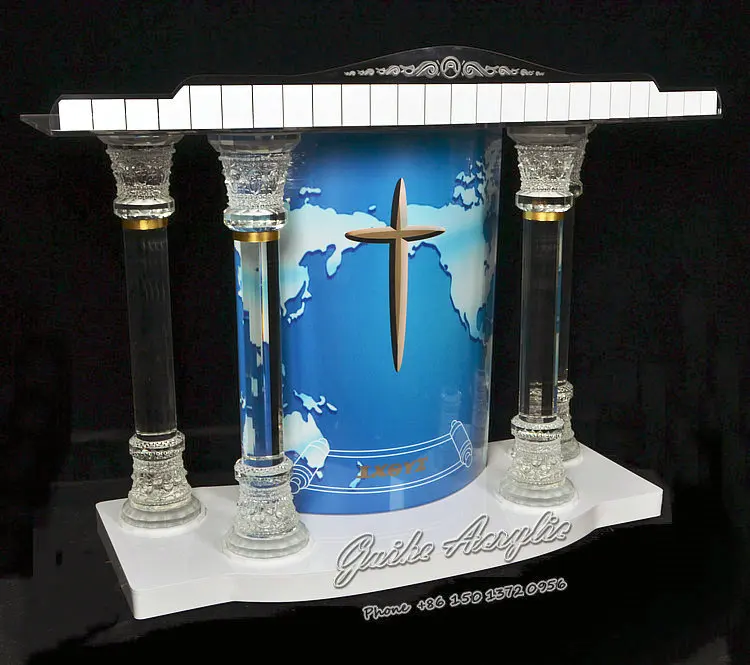

AKLIKE Factory Price Custom LED Crystal Lecture Acrylic Glass Church Pulpit, Customized color