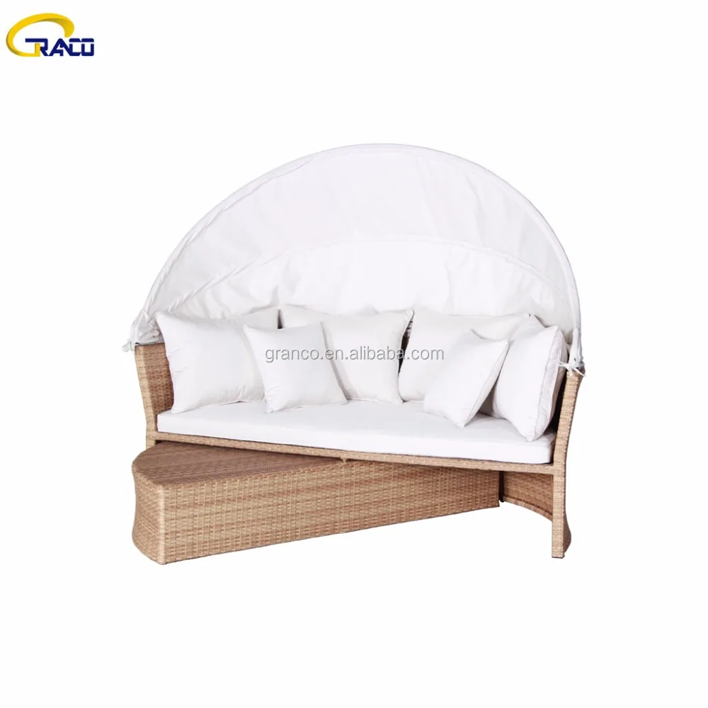 
Garden Furniture Sets Wicker Aluminium Round Sun Bed Outdoor Round classic Daybed with canopy 