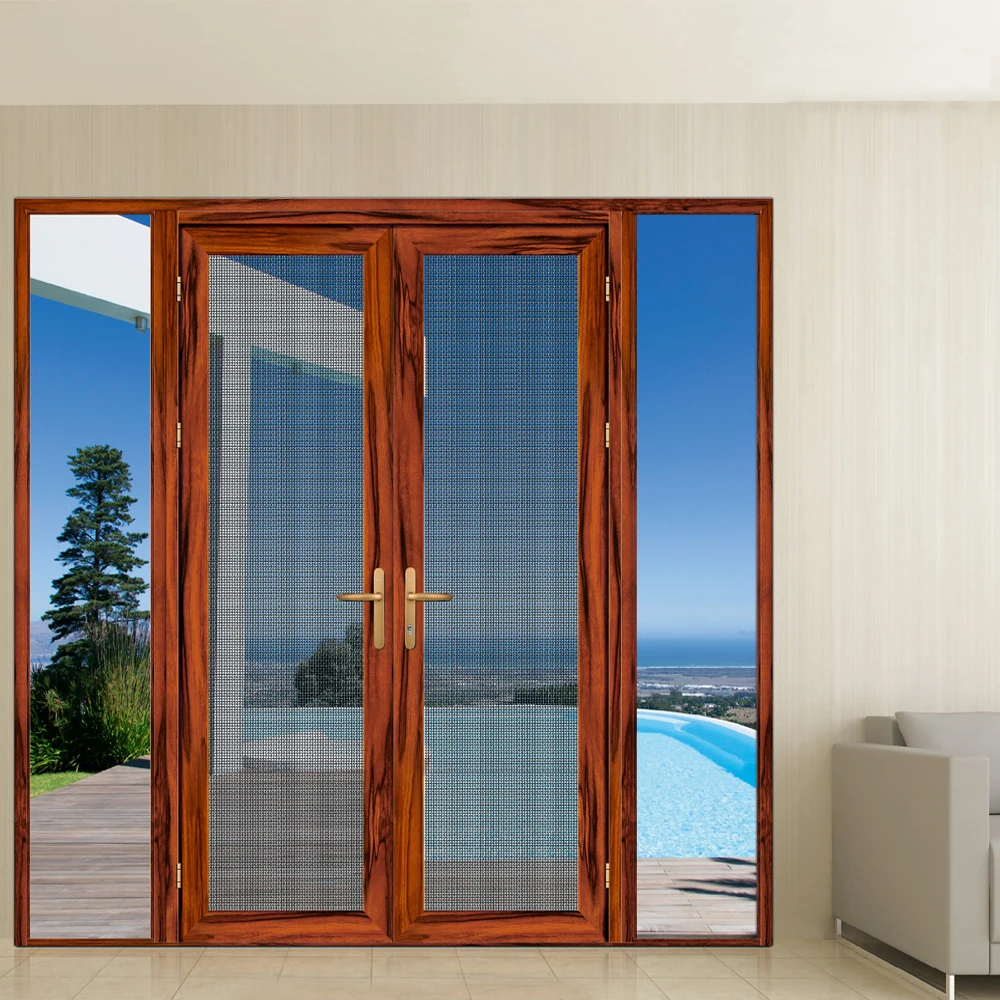 Hsjy8021 Modern Aluminum Mosquito Screen Door Design Glass Aluminium