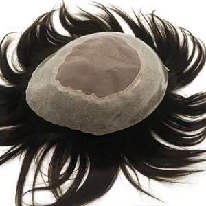 Zhongfa Fine Mono center human hair system natural straight wave pattern toupee