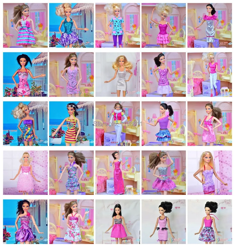 Free Shipping 30 piece lot New Fashion Wear Set Stylish Outfits Casual Clothes for Original Barbie