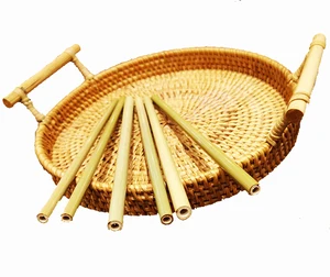 Image of Wholesale Hot Sale Eco Friendly High Quality Reusable Natural Bamboo Straws set with custom pack set