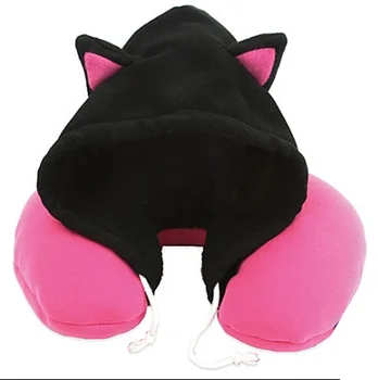 Hoodie Neck Travel Pillow U Shaped Memory Foam For Car Airplane