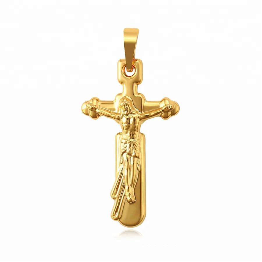 

34433 xuping Newest design fashion Stainless Steel jewelry 24K gold color cross pendant