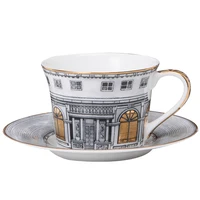 

Swan Fort Classic coffee mug hand paint gold rim cup sets espresso cup and saucer Phnom Penh Cup and Dish of Urban Architecture