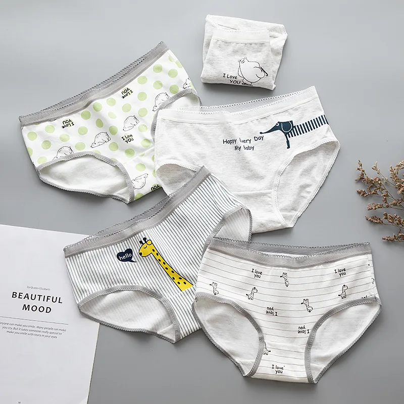 

Pure cotton mid-waist underwear lovely printed lady cotton triangular panties head 100% cotton crotch, N/a