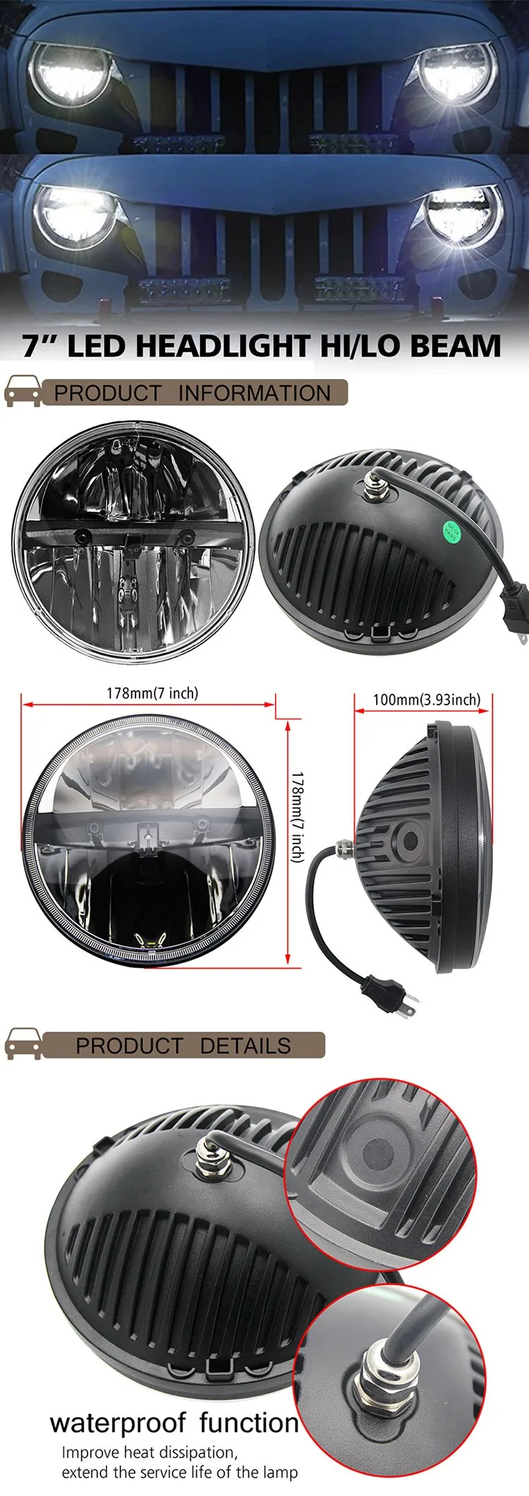 Wholesale Auto Headlights Car Accessories 7inch 15w 30w Car Led