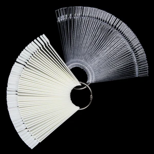 50Pcs Color Card False Nail Tips Fan Transparent White Manicuring Nail Art Practice Display Tool