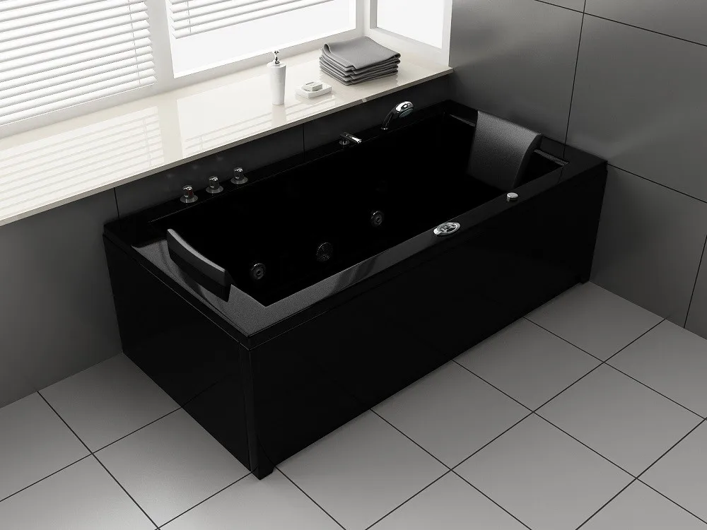 1800mm Acrylic Whirlpool Bathtub Rectangular Massage Bathtub Sizes Corner Bathtub With Control