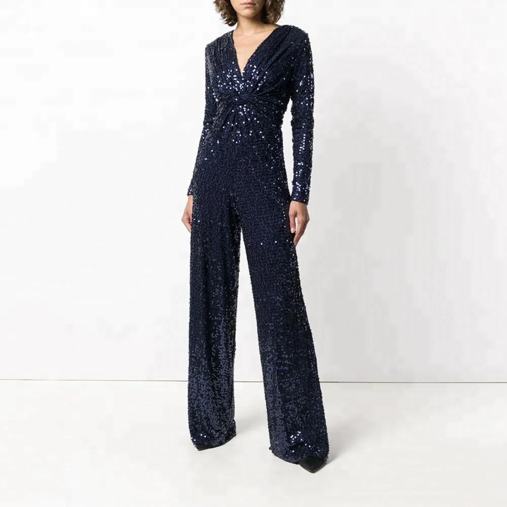 elegant  fashion   women  ladies  formal  party   long  wrap  sequin  jumpsuits