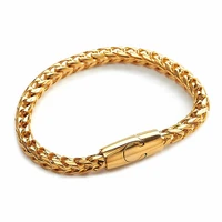

MECYLIFE Saudi Arab Gold Jewelry Stainless Steel Link Chain Magnetic Clasp Men's Bracelet