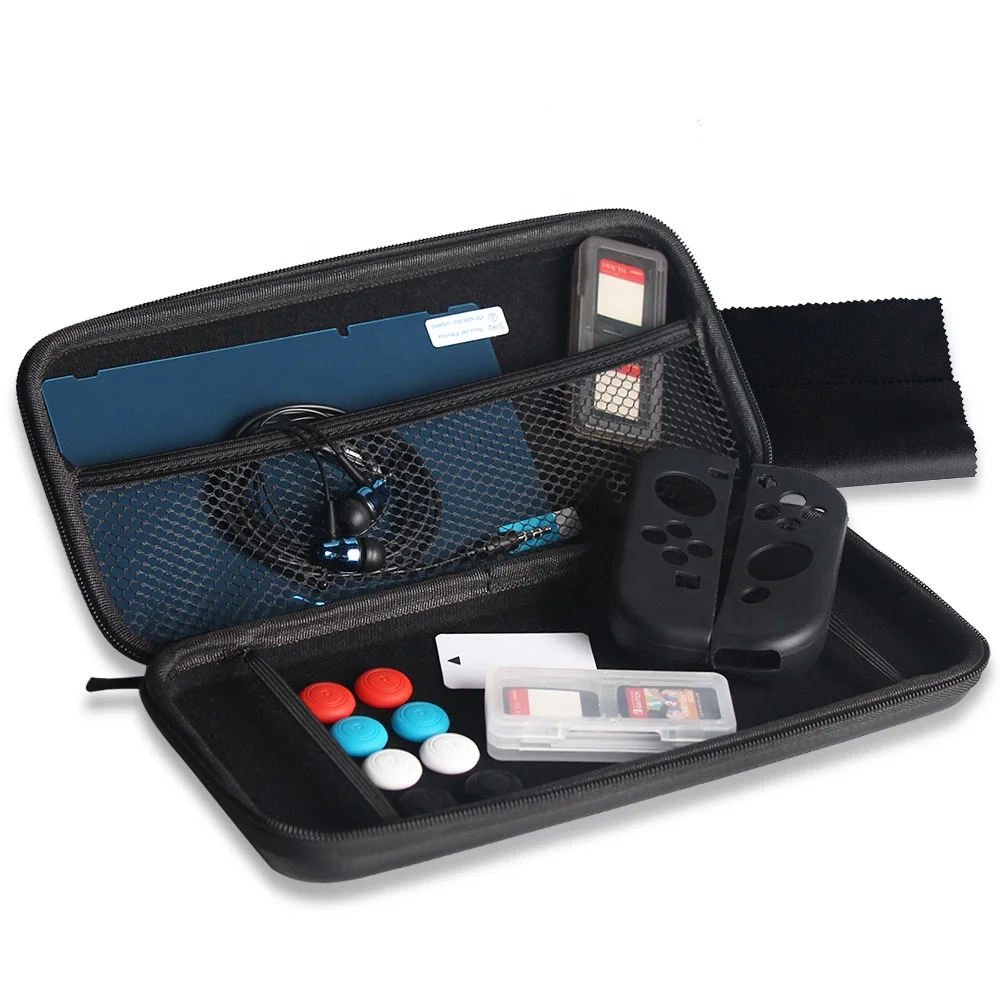 

IV-SWT01-New package 13 in 1 game accessories kit with 24 pcs game stand and black small game bag for N Switch