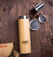 

Eco friendly 500 ml custom logo stainless steel bamboo tumbler with infuser