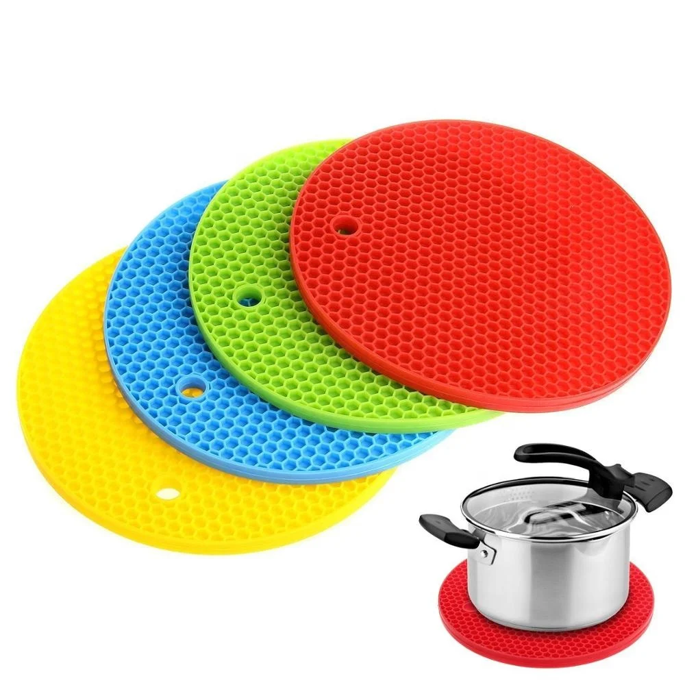 

Thick Food Grade Heat Resistant Silicone Pot Holder, Non-slip Silicone Placemat, Red/green/sky blue/purple/orange/coffee/pink