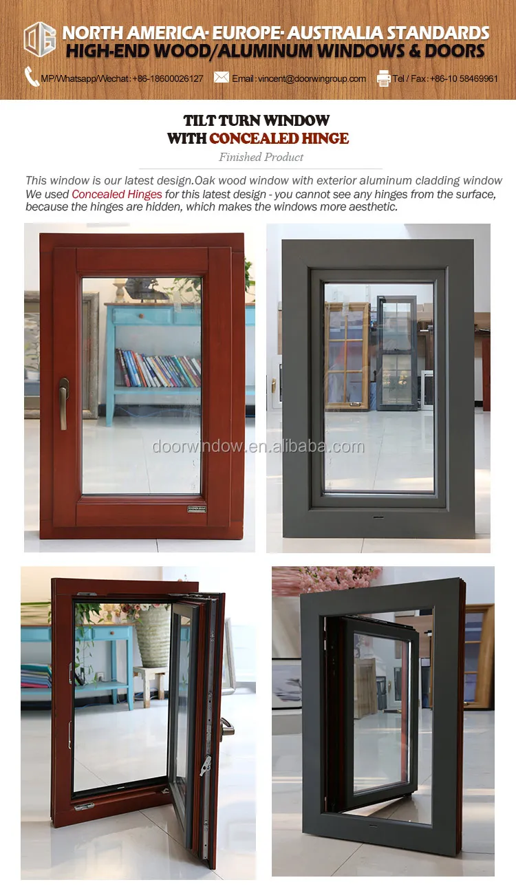 thermal break aluminum wood 3x4 tilt turn windows  with built in blinds