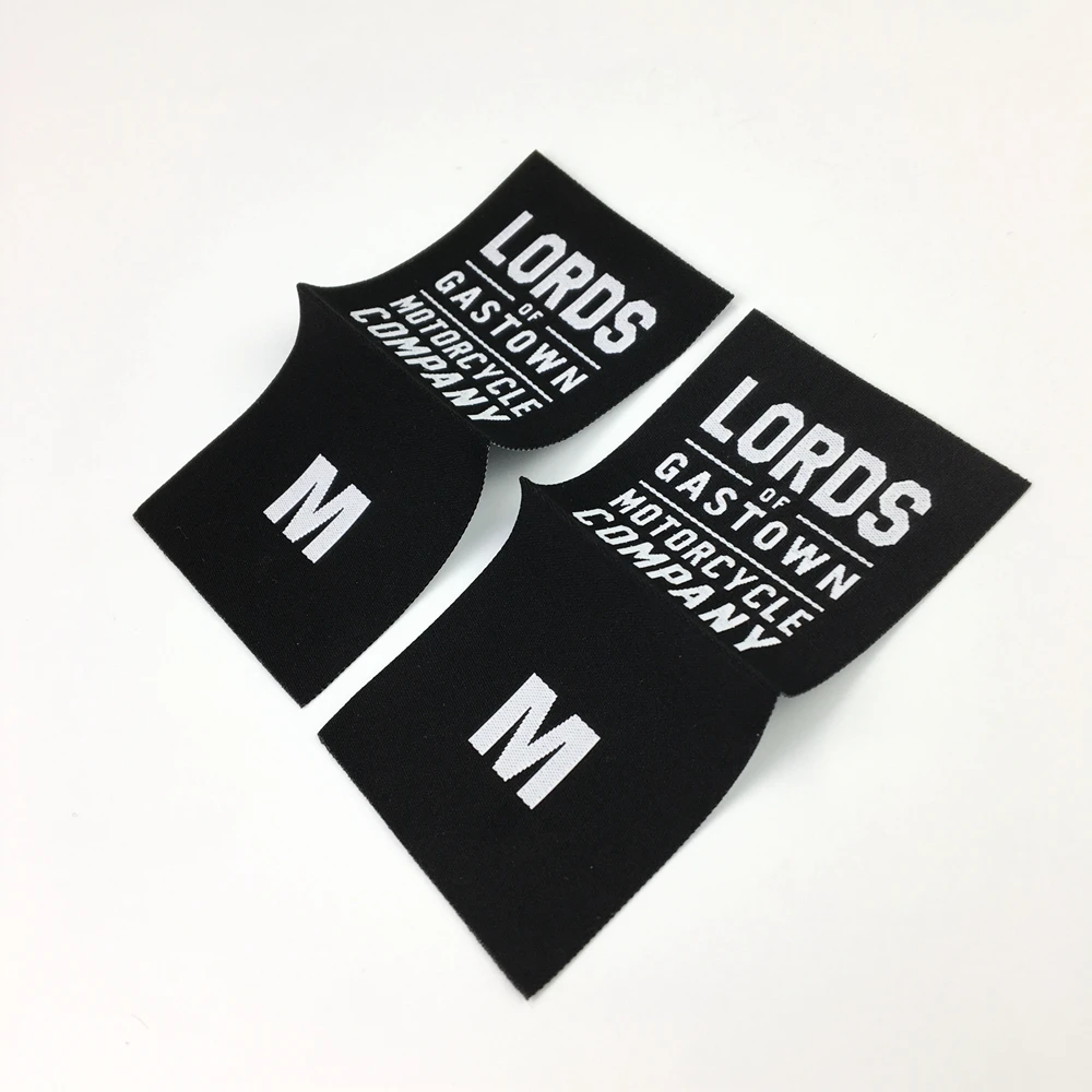 

High-density factory direct center fold custom made clothing woven labels neck tags, Customized