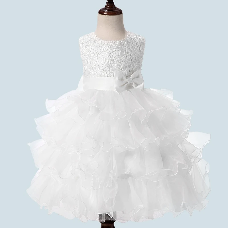 

Girls' Dresses Kids Girls White Ruffle Lace Party Wear Dress