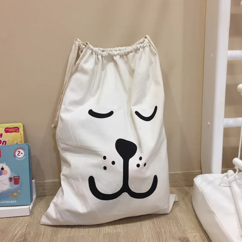 

Eco-friendly 100% Cotton Drawstring Laundry Bag Toy Storage Bag, Can be customized printing
