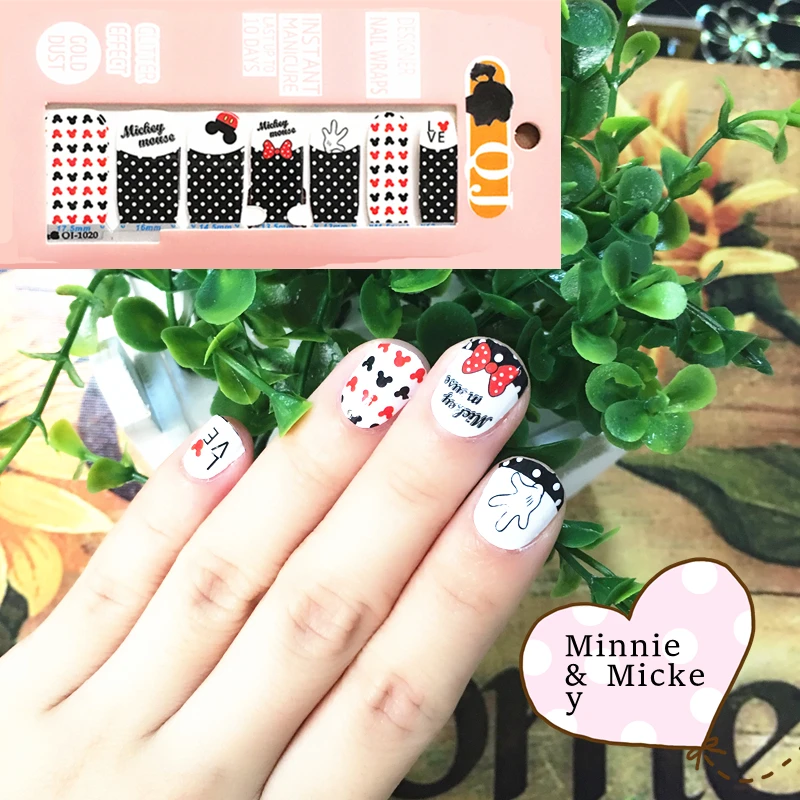 Black Rad mik Mouse child Nail Arts Nail Sticker Waterproof Nail Decal Sticker Gel Polish French