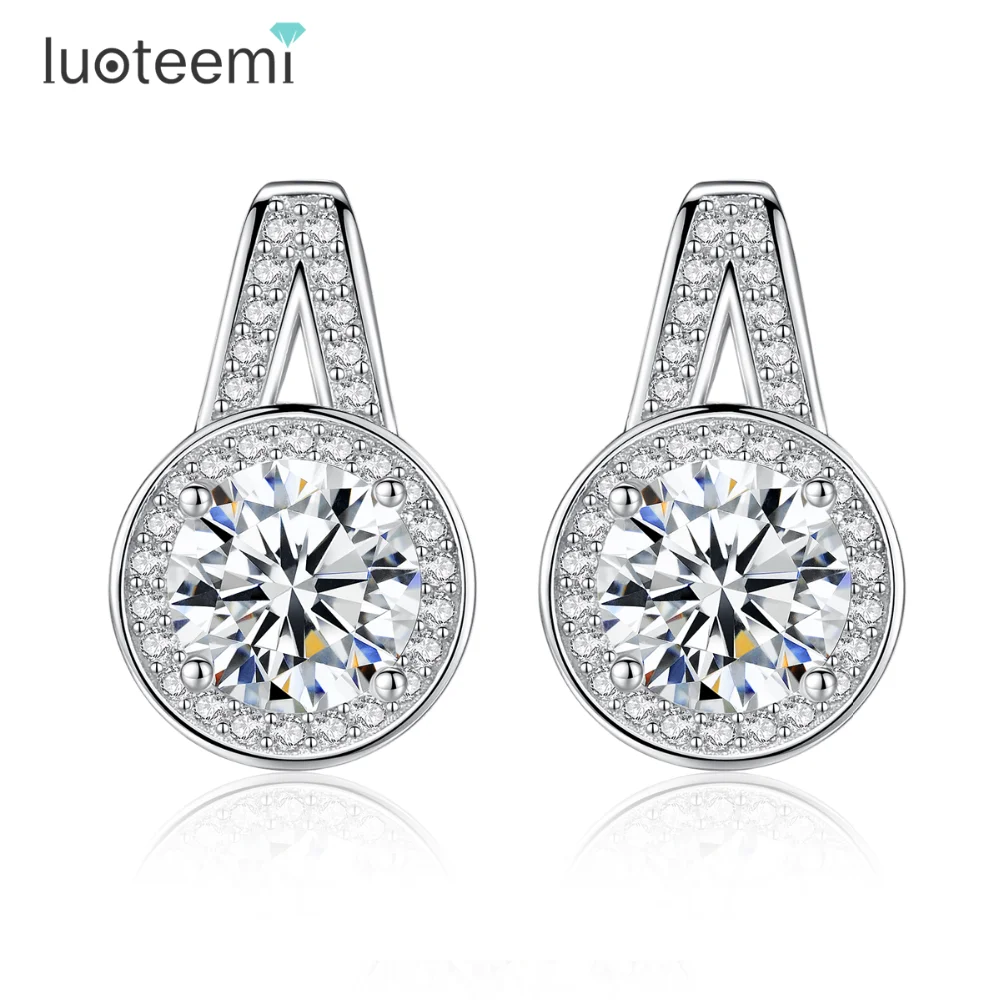 LUOTEEMI Hot Popular aaa CZ Stone Diamond Women 925 sterling silver Stud Earring