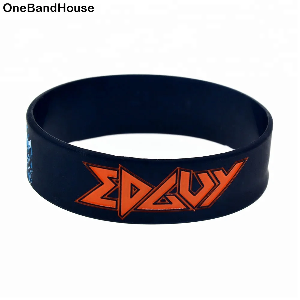

25PCS 1 Inch Wide Edguy Art Rock Band Silicone Bracelet for Music Concert, Black