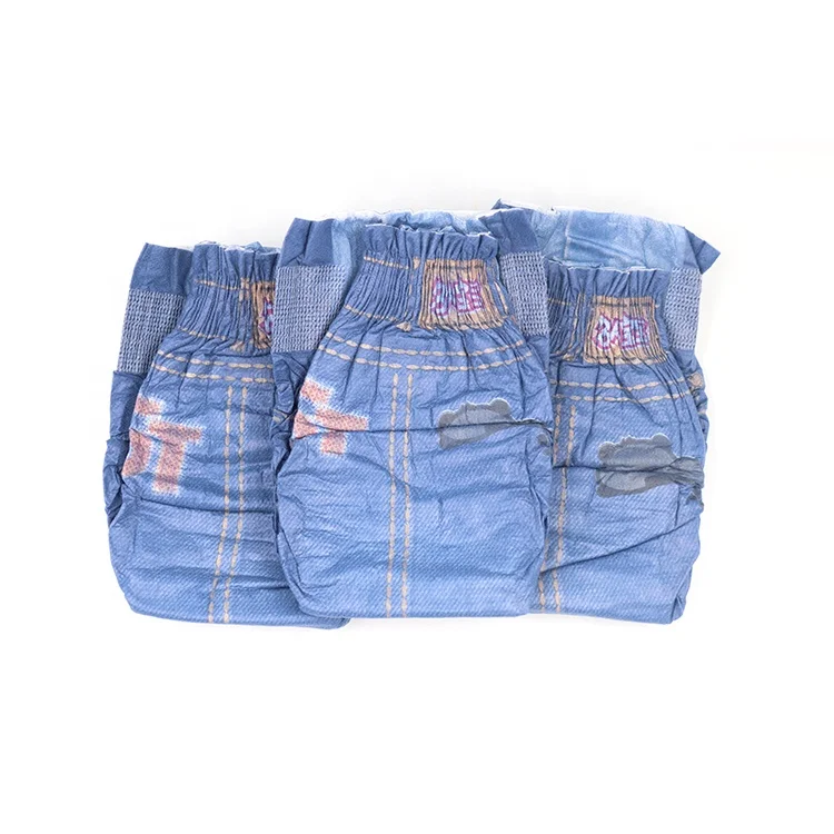 

Disposable Jean Baby Diaper Cheap jean Diapers in Bales bulk Baby jean diaper M L XL