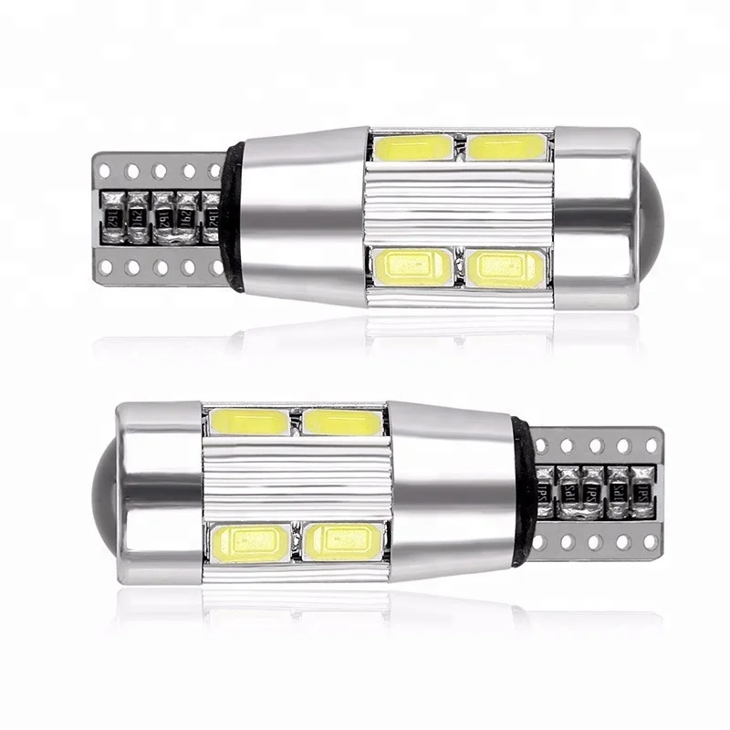 6000K No error car t10 w5w 168 194  canbus 5630 10 smd led lamp with lens auto brake light bulb