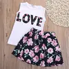 GH025A 2018 New infant baby girls summer flower skirt+short sleeve T-shirt outfit set