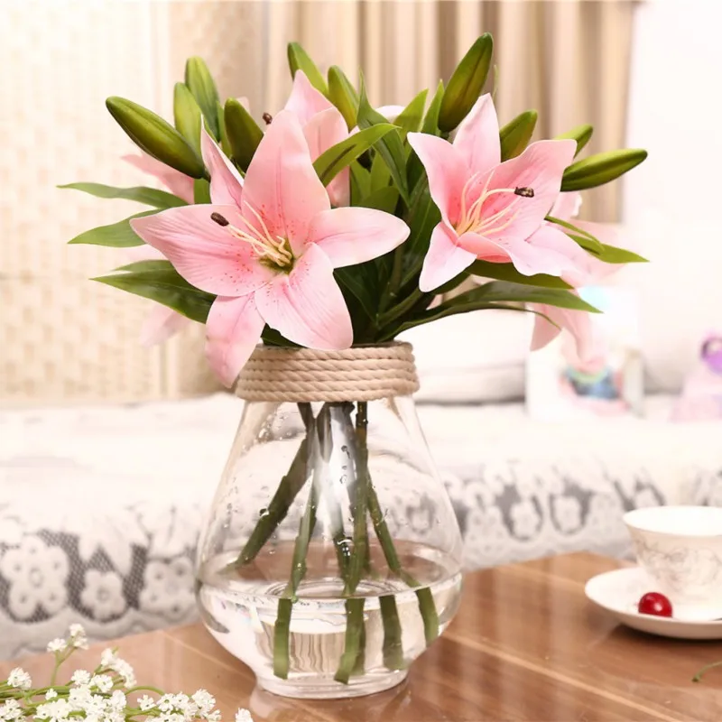 3 Heads Decoration Butterfly Orchid Phalaenopsis Artificial Latex ...