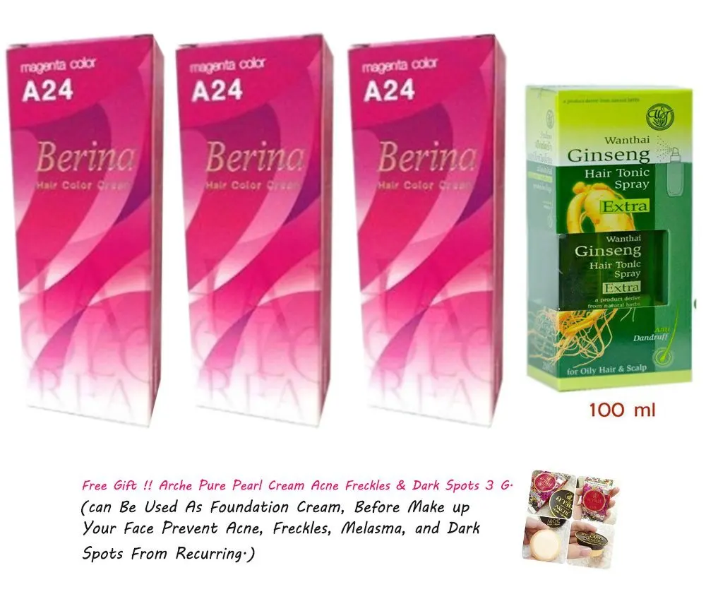Buy 3 Packs Of Berina A24 Magenta Color Dye Hair Permanent Hair