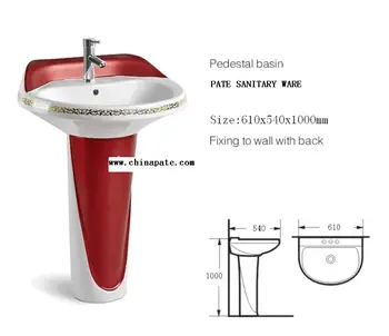 Chaozhou Sanitary Ware Manufacturer High Quality Bathroom Ware Red Gold Colored Pedestal Sink Buy Colored Pedestal Sinks Unique Pedestal Sinks Porta
