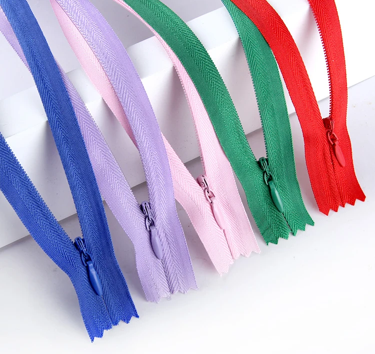 

100pcs/bag 18cm to 70cm Conceal zipper polyester tape nylon invisible zipper for pillow 24 colors