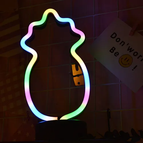 Pineapple shape led light decoration neon lamp decorative colorful lights for party bedroom led flex neon