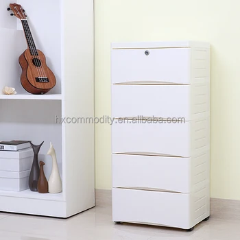 5 Tier Multipurpose Stackable Storage Cabinet Plastic Drawers White