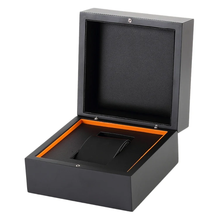 

Single Black Wood Matt Lacquered Watch Bracelet Storage Case Display Box Luxury