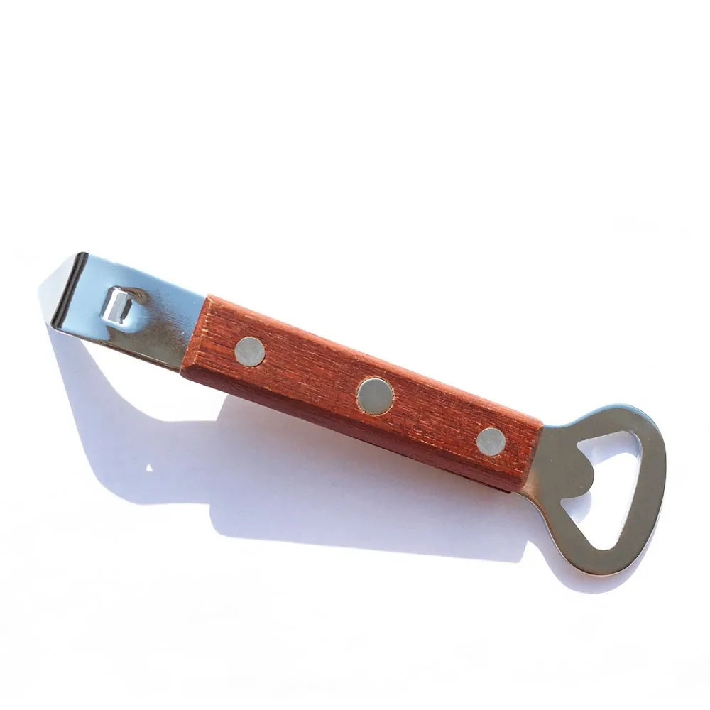 Deluxe Bottle Opener And Can Opener With Wood Handle Can Punch