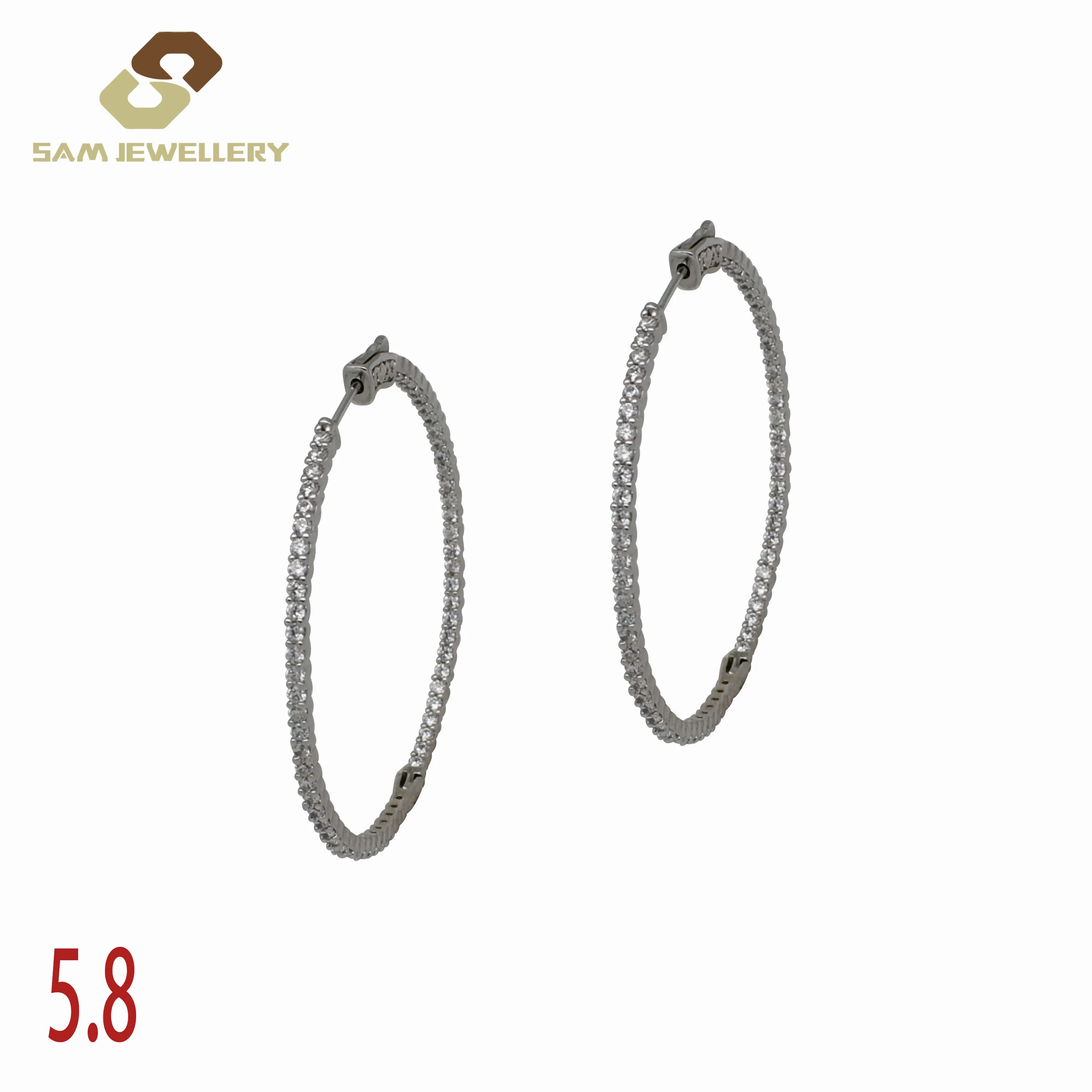 

Large External diameter  Sterling 925 Silver Micro-setting Hoop Earring For Wedding Jewelry