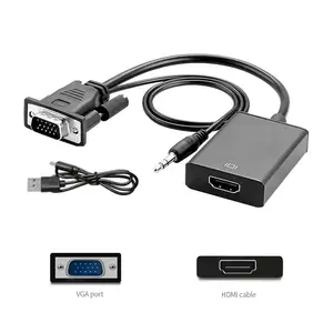 Portable VGA to HDMI Adapter 3.5mm Stereo AV Cable