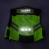 LED Reflective Traffic Police LED Zip Black Safety Vest With Pockets