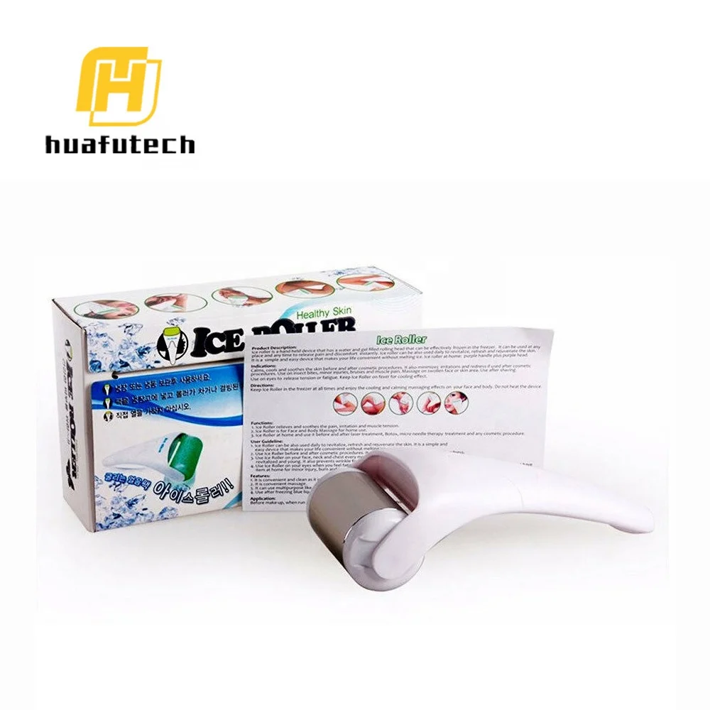 

Huafu OEM medical ce derma spa facial massager skin cooling ice roller, White and stainless steel