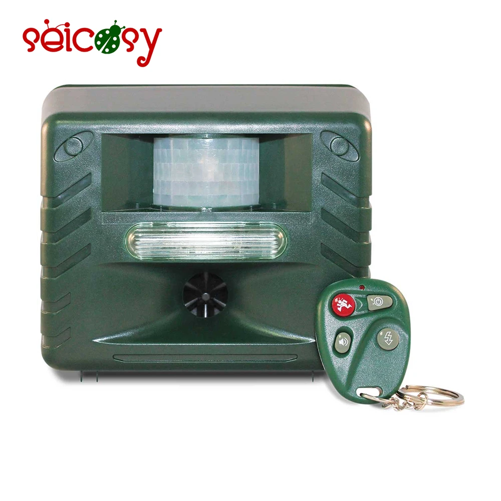 Ultrasonic Animal Outdoor Pest Bird Control Repeller with Motion Detector, Strobe & Intruder Alarm