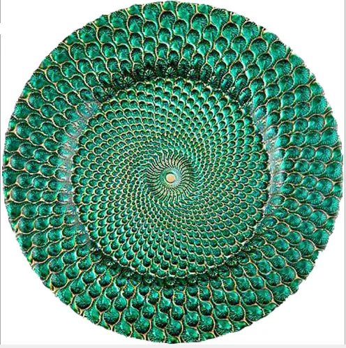 Guangzhou Shenzhen tableware clear glass chargers with gold beaded edge