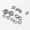 stainless steel no rust bezel suit stone 7mm square 8 10mm round charm setting custom charms